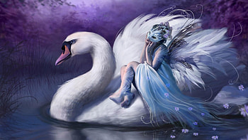 Swan, Faeries (Fairies) HD wallpaper