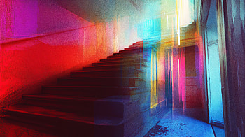 Vibrant Chromatic Aberration: Ultra, stairs, colorful, Abstract, lightning HD wallpaper