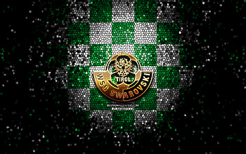 Swarovski Tirol FC, glitter logo, Austrian Bundesliga, green white checkered background, soccer, austrian football club, WSG Swarovski Tirol logo, mosaic art, football, WSG Swarovski Tirol, Austria HD wallpaper