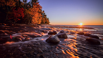 Lake Superior, Lake Michigan, Sunrise HD wallpaper