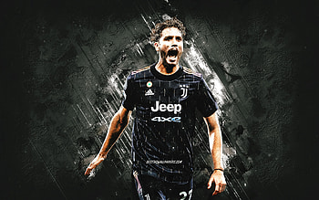 Manuel Locatelli, Juventus FC, portrait, Italian footballer, midfielder, gray stone background, grunge art, Serie A, Italy, football HD wallpaper