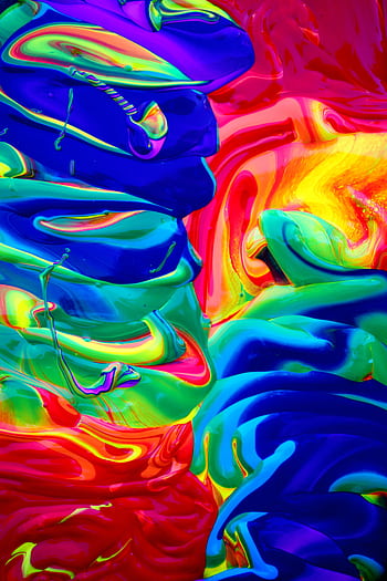 Dynamic abstract art with vibrant colors and fluid acrylic paint textures. HD phone wallpaper