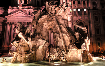 Navona Square in the Night, night, beautiful, architecture, fountain HD wallpaper