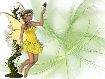 fairy, light green, subtlety, fractal background HD wallpaper