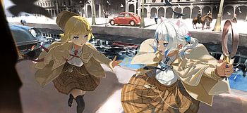 Gawr Gura & Watson Amelia, hololive, Watson Amelia, Gawr Gura, Anime, Virtual Youtuber HD wallpaper