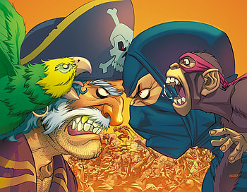 Pirates vs ninjas, ninjas, fight, pirates, vs HD wallpaper
