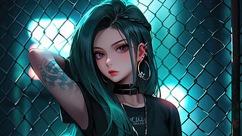 Anime Girl Posing With Fence, anime-girl, anime, artist, artwork, digital-art HD wallpaper