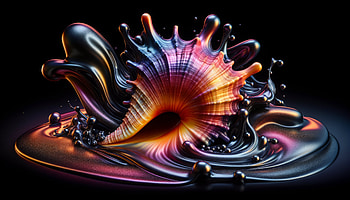 Splashing Seashell Ultra, seashell, shell, Liquid, Abstract, colorful HD wallpaper
