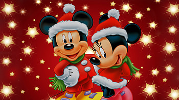 Merry Christmas!, minnie, animation, mickey mouse, craciun, christmas, red, couple, disney HD wallpaper