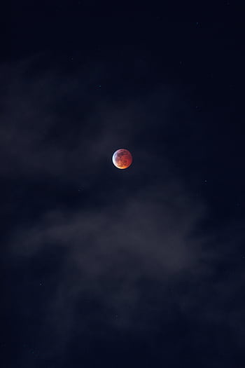 Stunning blood moon captured in a starry night sky with dark clouds. HD phone wallpaper