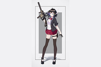 Anime girl, soldier, minimal HD wallpaper
