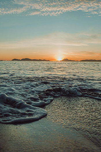 Nature, Water, Sunset, Sea, Waves, Beach HD phone wallpaper