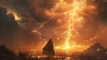 Fantasy Lightning Storm, fantasy, lightning, storm, landscape, silhouette, fantasy landscape HD wallpaper