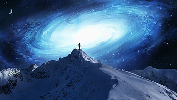Spiral Galaxy Over Mountains HD wallpaper