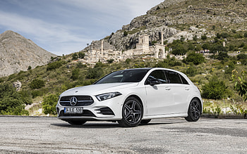 Mercedes-Benz A180, 2021, exterior, front view, new white A-class, white hatchback, white A180, German cars, Mercedes-Benz HD wallpaper