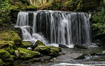 Waterfall in the Swansea Valley, Wales, wales, waterfall, nature, rocks HD wallpaper