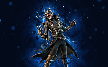 The Batman Who Laughs, , blue neon lights, Fortnite Battle Royale, Fortnite characters, The Batman Who Laughs Skin, Fortnite, The Batman Who Laughs Fortnite HD wallpaper
