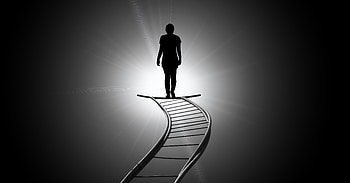 Art, Silhouette, Bw, Chb, Stairs, Ladder, Mysterious HD wallpaper