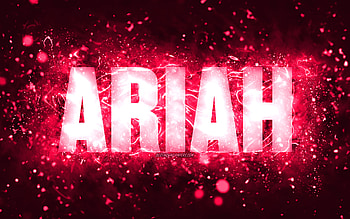 Happy Birtay Ariah, , pink neon lights, Ariah name, creative, Ariah Happy Birtay, Ariah Birtay, popular american female names, with Ariah name, Ariah HD wallpaper