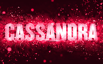 Happy Birtay Cassandra, , pink neon lights, Cassandra name, creative, Cassandra Happy Birtay, Cassandra Birtay, popular american female names, with Cassandra name, Cassandra HD wallpaper