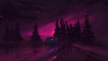 After Rain Neon Forest , neon, forest, artist, artwork, digital-art, pink, deviantart, van HD wallpaper