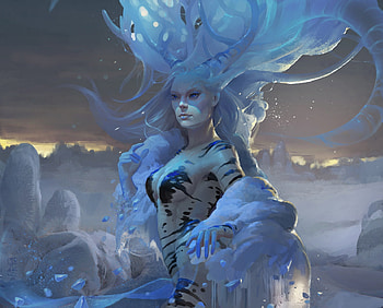 Fantasy girl, art, fantasy, fariba khamseh, blue, girl, dark HD wallpaper