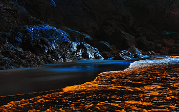 COASTAL BEACH, night, moonlight, rock, beach HD wallpaper