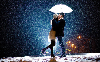 Couple Kiss In Snow, couple, kiss, snow, love HD wallpaper