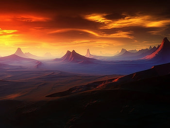Sunset, sky, nature, mountain HD wallpaper