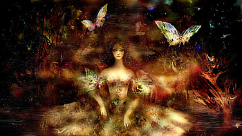 Butterflies, girl, digital, art, insecta HD wallpaper