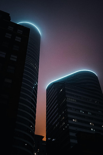 Architecture, Building, Dark, Neon, Backlight, Illumination HD phone wallpaper