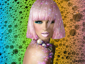 Bubbles, makeup, sexy, colorful, model, girl, vamp1967, woman, pink, rainbow, sparkle HD wallpaper