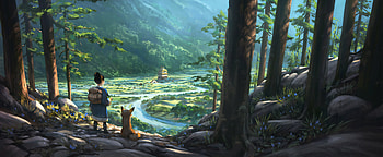 Exploring The Forest With Friend, artist, artwork, digital-art, artstation, fox HD wallpaper