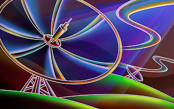 3D neon colorful, colorful, neon, satellite, color HD wallpaper