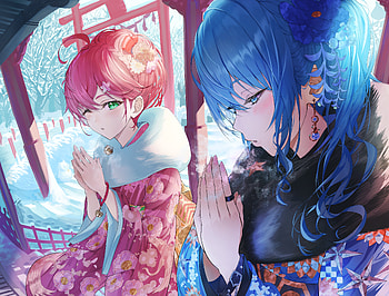 Hoshimachi Suisei & Sakura Miko, hololive, Sakura Miko, Hoshimachi Suisei, Anime, Virtual Youtuber HD wallpaper