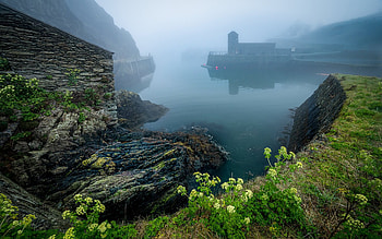 Port Amlwch, Wales, UK, mist, UK, harbor, coast HD wallpaper
