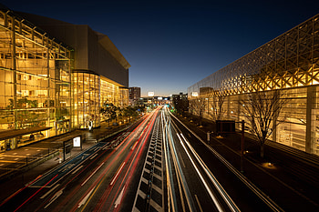 Night, City, Lights, Dark, Road, Long Exposure HD wallpaper