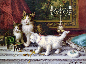 The Jewelry Box - Cats F, animal, art, cats, feline, beautiful, illustration, kittens, artwork, wide screen, painting, pets HD wallpaper