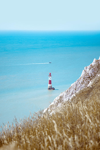 Nature, Grass, Sea, Building, Horizon, Boat, Lighthouse HD phone wallpaper