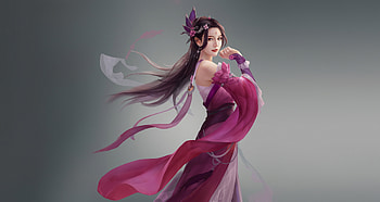 Asian Girl Rose Dress , asian, artist, artwork, digital-art HD wallpaper