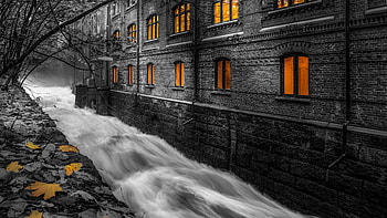 river, night, lights, building, water HD wallpaper