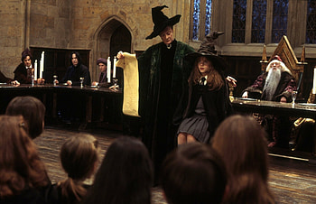 Professor McGonagall movie, Sorting ceremony, Hogwarts emblem, background HD wallpaper