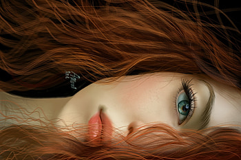 ❤️, Girl, Redhead, Art, Eye, Lips HD wallpaper