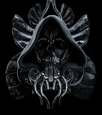 Dark, 3D, Futurism, Sci-Fi, Hood, Skull HD phone wallpaper