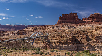 Hite, Utah, architecture, US, landscape, USA, mountain, mountain range, Hite, America, bridge, nature, Utah HD wallpaper