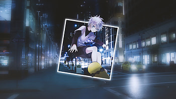Killua, Hunter x Hunter, White hair, Skateboarding anime boy HD wallpaper