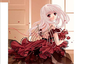 cute Anime in red dress, anime girl, girl, red dress angel, cute anime HD wallpaper