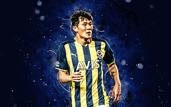 Kim Min-jae, , 2022, Fenerbahce SK, South Korean footballers, Turkish Super Lig, soccer, blue neon lights, Fenerbahce FC, Kim Min-jae Fenerbahce, Kim Min-jae HD wallpaper