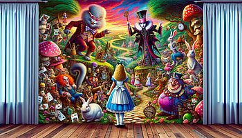 Alice in Wonderland Fantasy World, Alice In Wonderland, surreal art, fantasy landscape, colorful illustration HD wallpaper