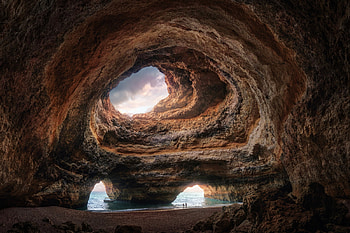 Benagil Sea Cave, Portugal, cave, nature, portugal, beach HD wallpaper